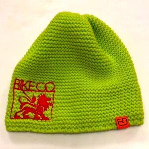 Ortovox Rock‘N’Roll Hat Lime Green Beanie Red Embroidered BikeCo Design Excellen